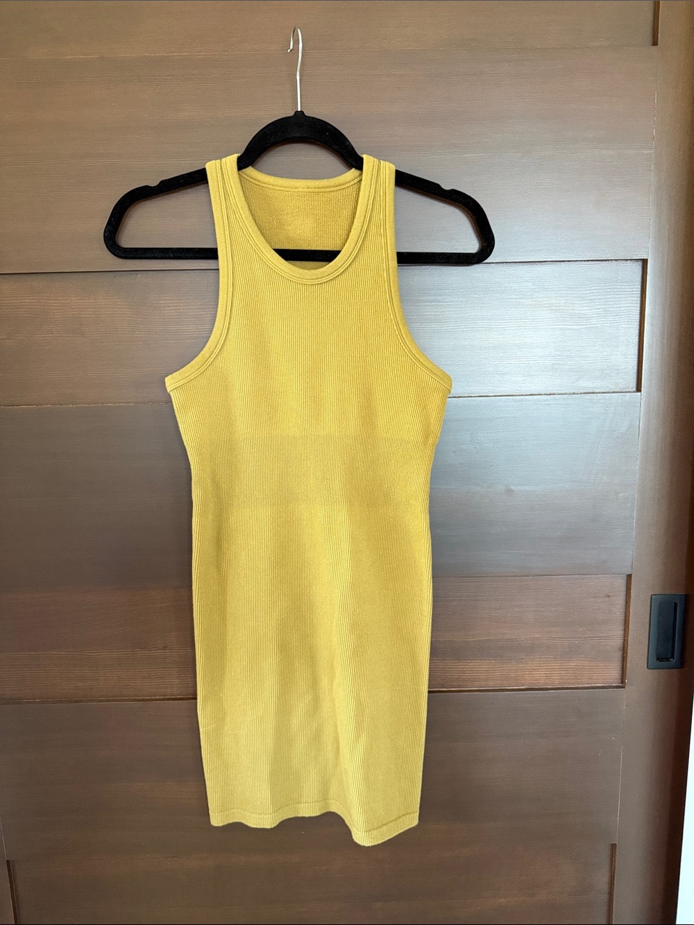 ALO Yoga Yellow Ribbed Mini Tank Dress